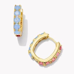 **SOLD NWT KENDRA SCOTT Chandler Gold Huggie Earrings Pink Blue Mix Reversible
